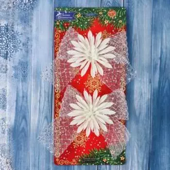 Ёлочные игрушки 2 шт. «Зимнее волшебство. Бантик с астрой» пластик,119 см, белый