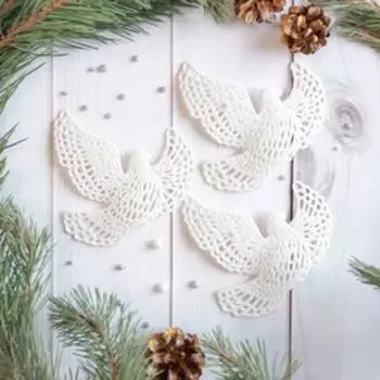 Ёлочные игрушки 3 шт. «Зимнее волшебство. Белая голубка» пластик, 1011 см