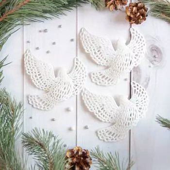 Ёлочные игрушки 3 шт. «Зимнее волшебство. Белая голубка» пластик, 1011 см