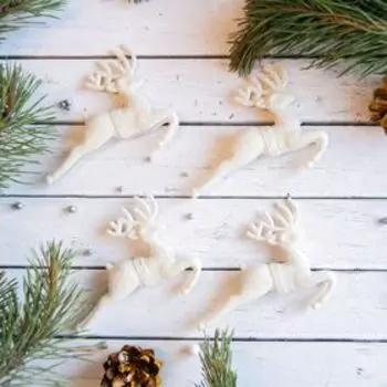 Ёлочные игрушки 4 шт. «Зимнее волшебство. Белый скачущий олень» пластик, 95 см