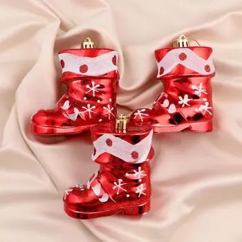 Ёлочные игрушки 3 шт. «Ботинок», 88 см, бело- красный