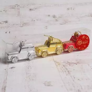 Ёлочные игрушки 3 шт. «Зимнее волшебство. Драйв» пластик, 7.53.5 см, МИКС