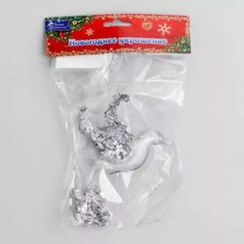 Украшение ёлочное "Голубь - мерцание" 8х13 см, серебро