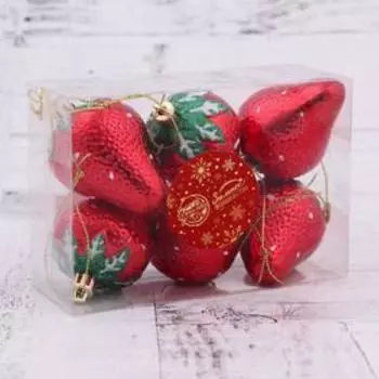 Ёлочные игрушки 6 шт «Клубничка» 46 см, красный