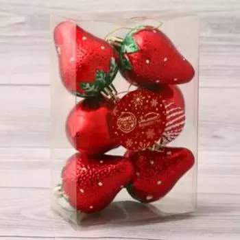Ёлочные игрушки 6 шт. «Клубничное ассорти» 4.56 см, красный