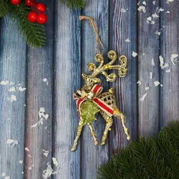 Ёлочная игрушка «Зимнее волшебство. Олень ажур» пластик, 914 см, золото