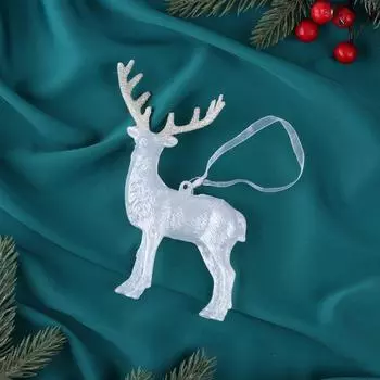 Ёлочная игрушка «Зимнее волшебство. Олень блеск», 1214.5 см, белый