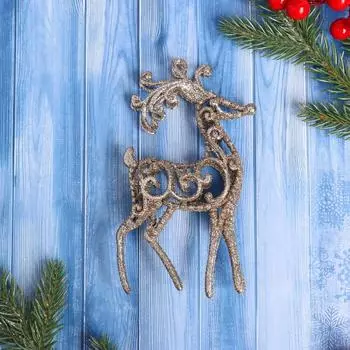 Ёлочная игрушка «Зимнее волшебство. Олень узорный блеск» пластик, 715 см, МИКС