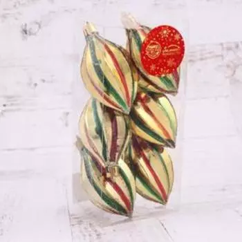 Украшение ёлочное "Полосатая сосулька" (набор 6 шт) 5х8 см