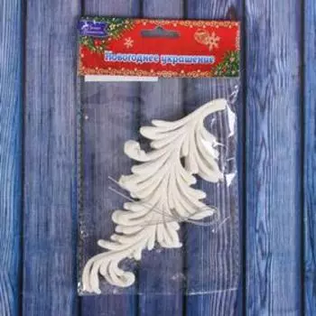 Ёлочные игрушки 2 шт. «Зимнее волшебство. Пёрышко - иней» пластик, 7.516 см, белый