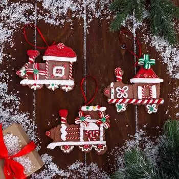 Украшение ёлочное "Пряничный паровозик" 10х9 см, микс