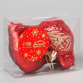 Ёлочные игрушки 2 шт. «Зимнее волшебство. Пташка» пластик, 710 см, красный