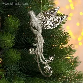 Ёлочная игрушка «Зимнее волшебство. Птица» пластик, сияние 9.516 см, золото