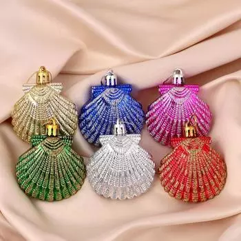 Ёлочные игрушки 6 шт. «Зимнее волшебство. Ракушка» пластик, 5.5 см, МИКС