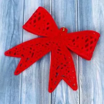 Украшение ёлочное "Резные бантики" (набор 2 шт) 11,5х10,5 см, красный