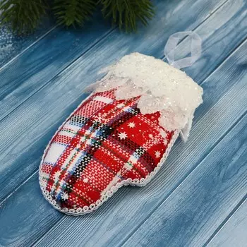 Ёлочная игрушка «Рукавица элит» 712 см, красно-белый