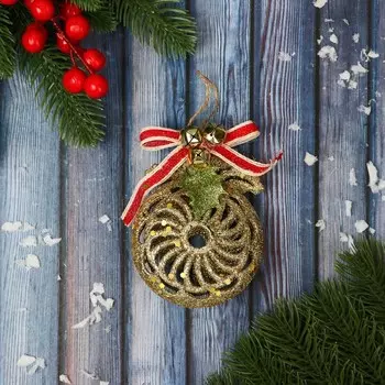 Ёлочная игрушка «Шар ажурный» 810 см, золото