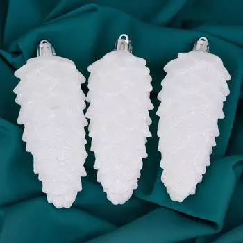 Ёлочные игрушки 3 шт. «Шишка» 124.5 см, белый