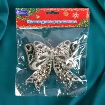 Ёлочная игрушка «Зимнее волшебство. Сияющая глазурь - бант» пластик, 11.510.5 см, золото