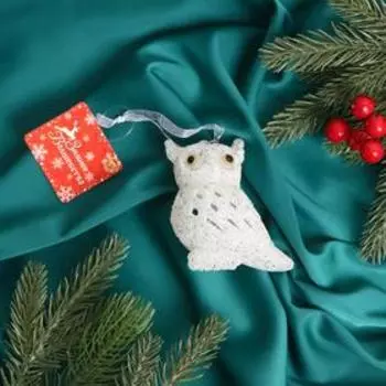 Ёлочная игрушка «Зимнее волшебство. Снежная сова», 610 см, белый