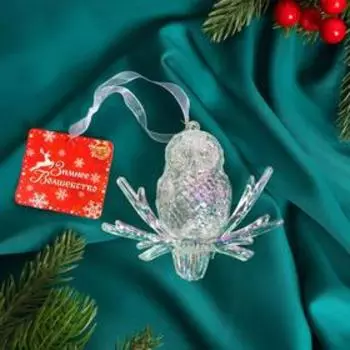 Ёлочная игрушка «Зимнее волшебство. Сова перелив», 910 см, прозрачный перелив