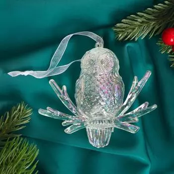 Ёлочная игрушка «Зимнее волшебство. Сова перелив», 910 см, прозрачный перелив