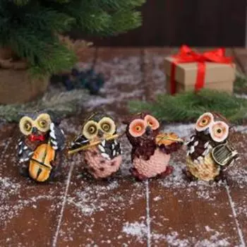 Украшение ёлочное "Совушка-музыкант" 5х8 см, микс