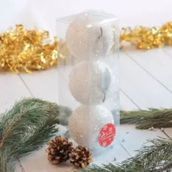 Ёлочные игрушки 3 шт. «Яблочко» 77.5 см, белый