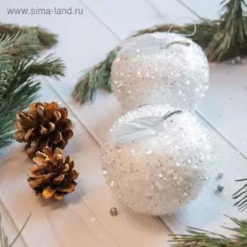 Ёлочные игрушки 3 шт. «Яблочко» 77.5 см, белый