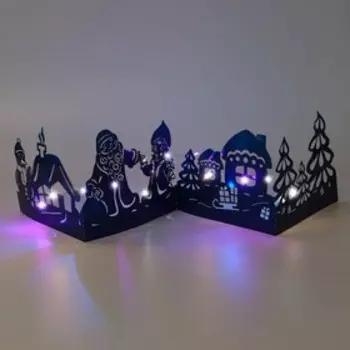 Новогодний декор с гирляндой «Дед Мороз», длина 70 см.