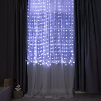 Умная гирлянда «Занавес» 2 2 м роса, IP20, серебристая нить, 400 LED, приложение, свечение RGB, USB