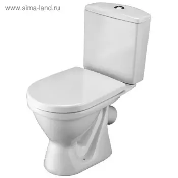 Унитаз-компакт Santek «Алькор» косой выпуск с системой «Антивсплеск», двухрежимная арматура «Уклад», сиденье дюропласт