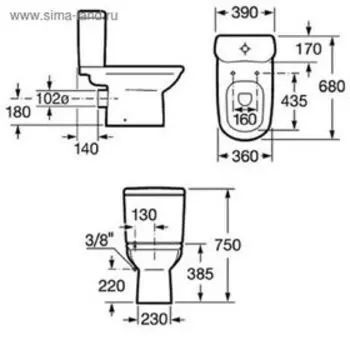 Унитаз напольный Roca Giralda, без бачка
