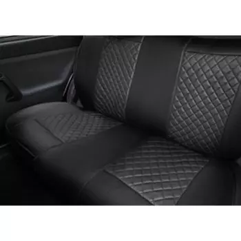 Универсальные авточехлы Rival "Ромб" на передние и задние сидения, эко-кожа, черные, SC.U4.2