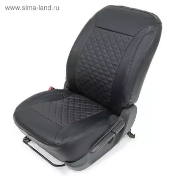 Универсальные авточехлы Rival "Ромб" на передние и задние сидения, эко-кожа, черные, SC.U4.2