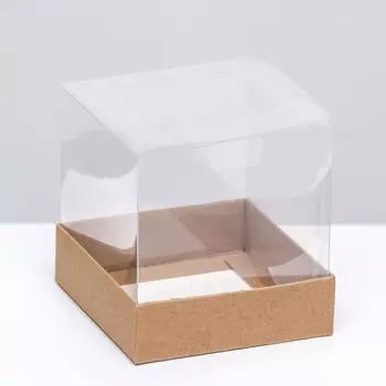 Коробка для пирожных, крафт, 101010 см