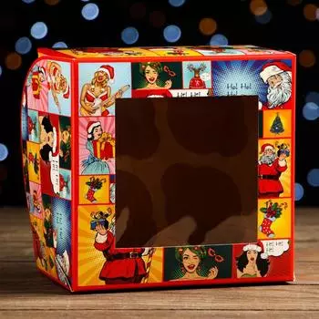 Упаковка на 4 капкейков с окном "Но-Но-Но!", 16 х 16 х 10 см