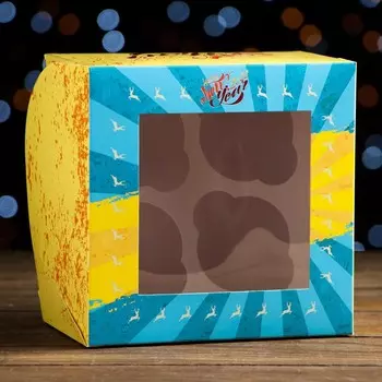 Упаковка на 4 капкейков с окном "Отрывайся", 16 х 16 х 10 см, 1 шт.