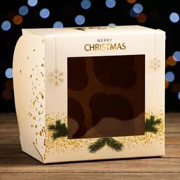 Упаковка на 4 капкейков с окном "Рождественское искусство", 16 х 16 х 10 см