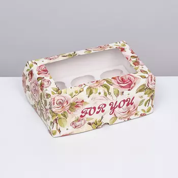 Коробка для 6 капкейков с окном, For you, 251710 см