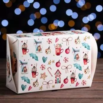 Упаковка на 6 капкейков с окном «Рождественский домик», 251710 см