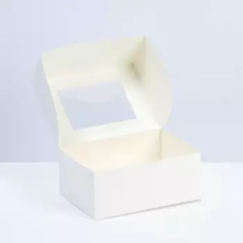 Упаковка на 6 мини-капкейков белая с окном, 18,6 х 13,1 х 8 см