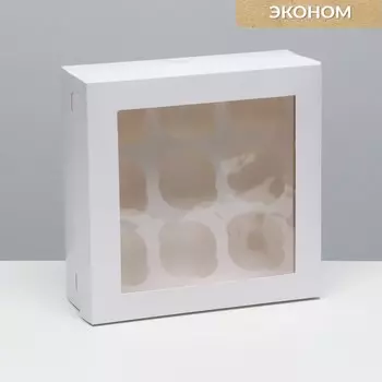 Коробка для 9 капкейков с окном, 252510 см