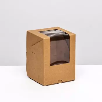 Коробка сборная с окном, крафт, 12.59.59.5 см