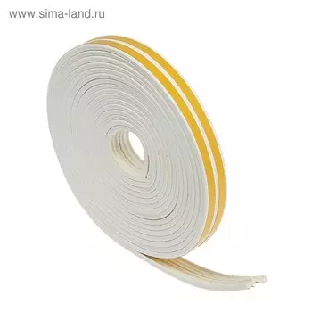 Уплотнитель резиновый ТУНДРА, профиль Е, размер 49 мм, белый, в упаковке 10 м