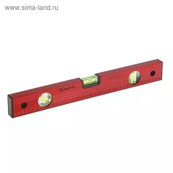 Уровень MATRIX, 40 см, алюминиевый, 3 глазка, красный, линейка