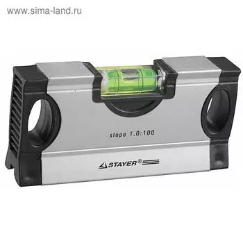 Уровень STAYER MINI 34732-2,0, с фиксированным углом, с уклоном 2:100, 125 мм
