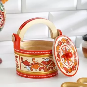 Ушат,борецкая роспись, 13х 14 см