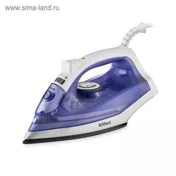 Утюг Kitfort КТ-2603, 1300 Вт, антипригарное покрытие, 0.15 л, паровой удар, бело-фиолетовый