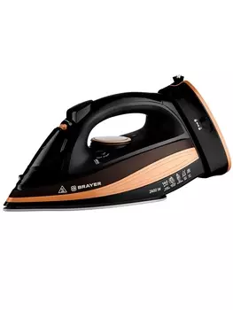 Утюг паровой BRAYER 4010BR, 2400 Вт, керамичекая подошва, 320 мл, беспроводной, коричневый